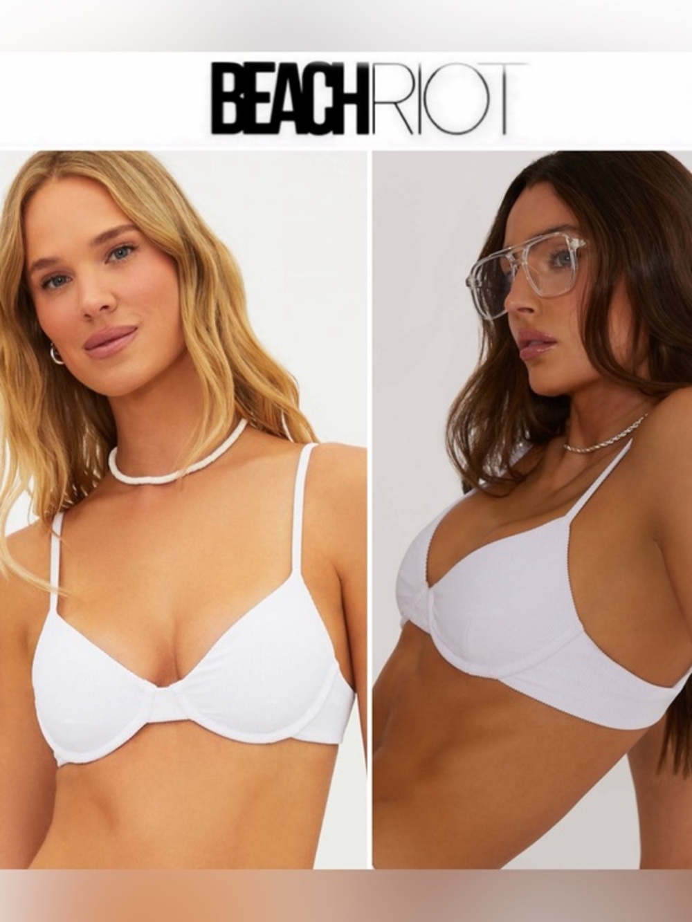 Beach Riot Camilla Top White Textured Underwire Bikini Top Sz S NWT $108